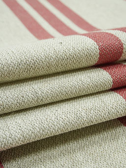 Холст-дорожка Бордовые полосы (на суровом), ш.0.55м, лен-30%, хлопок-70%, 270гр/м.кв - Купава фото 6