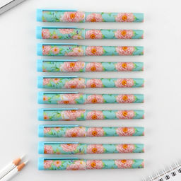 Цена за 10 шт. Ручка шариковая, синяя паста, 0.7 мм, с колпачком, пластик Пионы