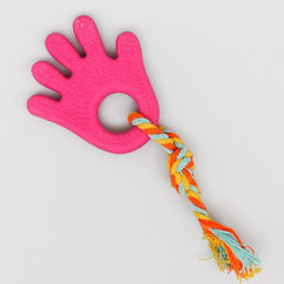 Игрушка жевательная с канатом для собак Ладошка, 10 см, розовая - Пижон фото 2