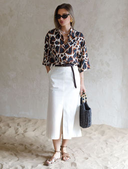 Юбка-миди из хлопка с разрезом VILATTE