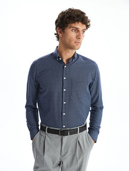 Regular Fit Uzun Kollu Ekose Gabardin Erkek G?mlek