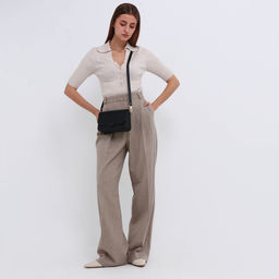 Сумка женская мессенджер на магните, 20×7×12 см, чёрная