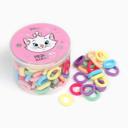 Резинки для волос в банке, 100 штук, 1.5 см, Коты аристократы