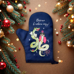 Варежка-прихватка новогодняя «Веселья» 20×27 см,100% п/э