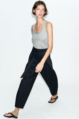 PANTAL?N PAPERBAG CINTUR?N / Azul noche - Zara фото 6