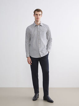 Regular Fit Uzun Kollu Ekose Gabardin Erkek G?mlek