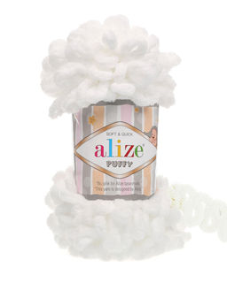 Пуффи (Puffi) пряжа Alize 100%микрополиэстер 5х100г/9,2 м цвет: 55 белый