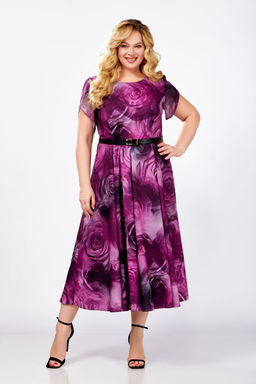 Платье Swallow 826 пурпурный/принт розы