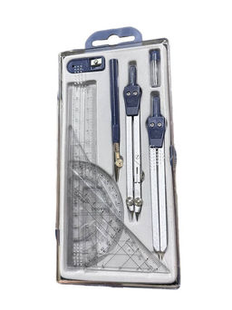 Готовальня 5 предметов + линейка, транспортир, треугольники 2шт. (408b)