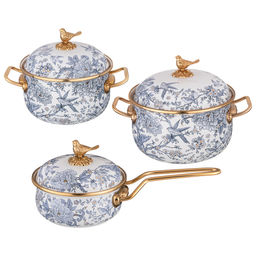 НАБОР ПОСУДЫ LEFARD СЕРИЯ ROYAL GARDEN 6ПР: КАСТРЮЛИ 2,1Л+2,8Л (16+18СМ) И КОВШ 0,9Л (14 СМ)