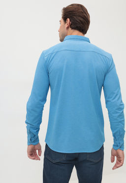 Батник мужской трикотажный GREG G143-ML (лазурь)  фото 4