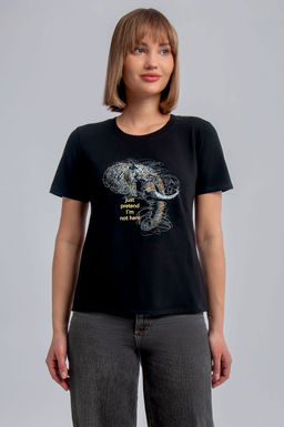 Арт. 3746 Футболка женская 42-50 (5 шт) Цвет:черный - Калинка фото 18