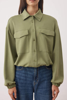 Haki Polo Yaka C?tc?tl? Relaxed/Rahat Kesim Bomber Orme Sweatshirt TWOAW26SW00036 - Trendyolmilla фото 3