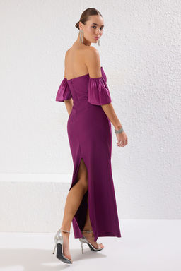 TRENDYOLMILLA Murdum Carmen Yaka Dokuma Uzun S?k Abiye & Mezuniyet Elbise TPRSS25AE00084  фото 2