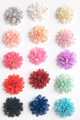 Цветочек шифоновый в горошек 9 см (20 шт) SF-5924, бордовый - No name фото 2