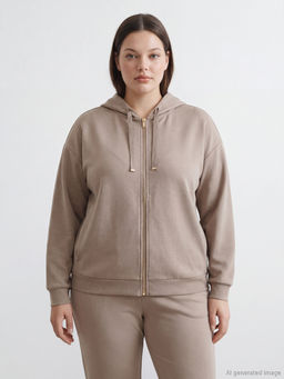 Kap??onlu Soft Touch Kad?n Fermuarl? Sweatshirt