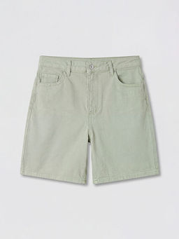 Y?ksek Bel Bermuda Fit Kad?n Jean ?ort