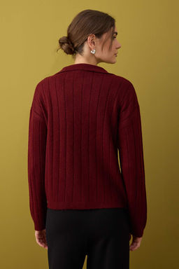 Wardrobe Essentials Bordo Yunlu Basic Polo Yaka Triko H?rka | TWOAW26HI00084