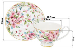 Чайн. пара 2 пр. 300 мл 12,5*9,5*7 см Яблоневый цвет на белом на ножке, NEW BONE CHINA - Elan gallery фото 19