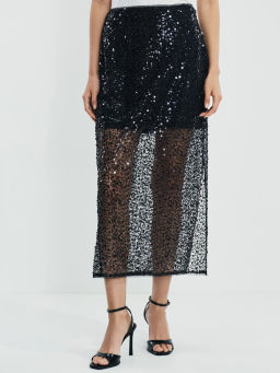 Двухслойная юбка миди c пайетками / Zarina