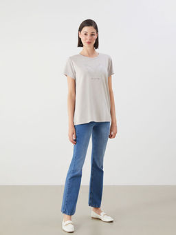 Bisiklet Yaka Nak??l? Kad?n Ti??rt