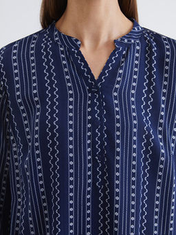 Ka??k Yaka Desenli Bluz