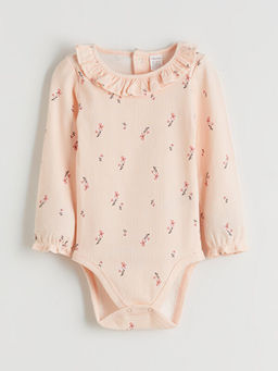 Bisiklet Yaka ?i?ekli K?z Bebek ??t??tl? Bodysuit