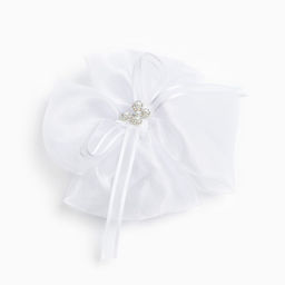 Бант для волос на резинке школьный, белый, 13×15 см, Кошечка Мари