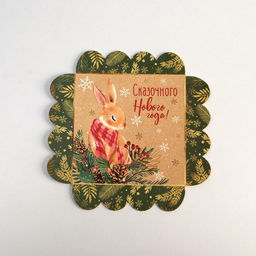 Цена за 5 шт. Коробка для кондитерских изделий новогодняя с пластиковой крышкой «Зайка», 13×13×3 см