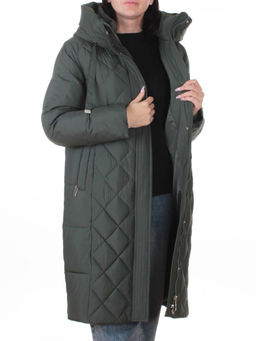8353 DK. GREEN Пальто зимнее женское (200 гр. холлофайбер)