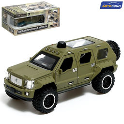 Джип металлический Армия, 1:24, открываются двери, капот, багажник, инерция, цвет зелёный