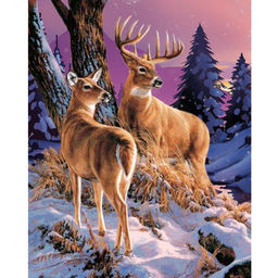 Алмазная мозаика на новый год с полным заполнением на холсте «Олени», 40×50 см, набор для творчества