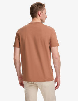 A__k Kahverengi Slim Fit %100 Pamuk Bisiklet Yaka Basic Ti__rt