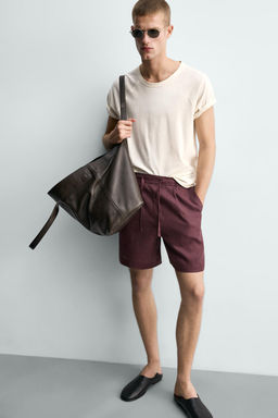 BERMUDA RELAXED FIT 100% LINO / Burdeos - Zara фото 6
