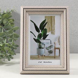 Фоторамка 10×15 см «Лестница с ромбами», пластик, бежевая, 2×13×17.9 см