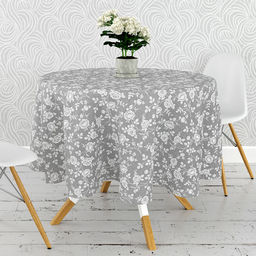 Скатерть д146см "Роза на льне", диаметр стола до 105см, на 6 персон, рогожка 171г/м2, хлопок 100%, упаковка классическая 28х41см, "Домашняя мода" (Россия)