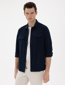 Рубашка Pierre Cardin Comfort Fit темно-синяя