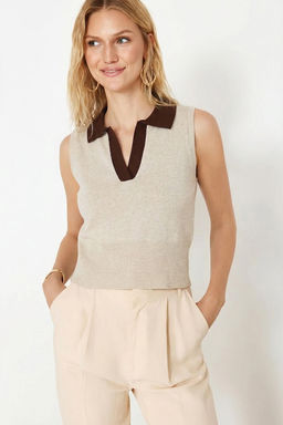 Tas Polo Yaka T-Shirt Gorunumlu Bluz TWOSS24BZ00273