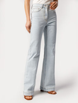 Джинсы-клеш Vilatte D54.261 деним светло-голубые  фото 6