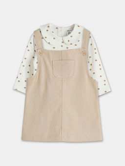 Bebe Yaka Desenli K?z Bebek Gabardin Elbise