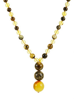 Стильное колье с подвеской Метеорит из натурального янтаря