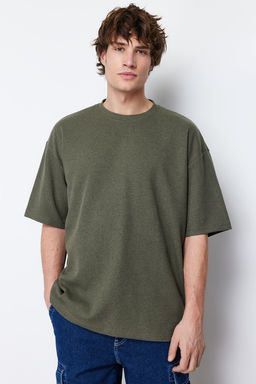 Haki Oversize K?sa Kollu Dokulu T-shirt TMNSS22TS00049