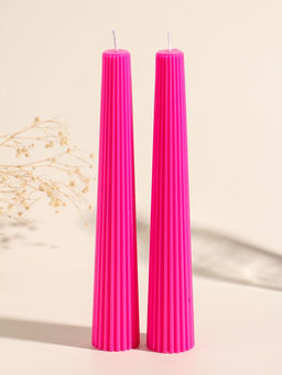 Набор свечей, 3.5х23 см, 2 шт "Башня" ярко-розовый 4х9,5х25 см