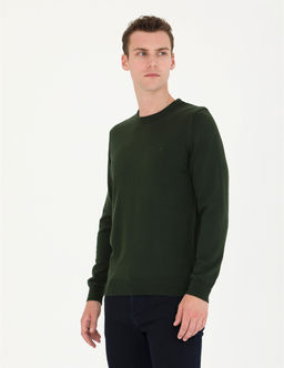 Koyu Ye_il Slim Fit Bisiklet Yaka Basic Triko Kazak - Pierre cardin фото 3