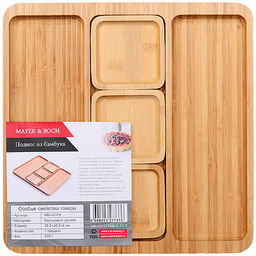 28319 Набор 4пр (поднос + 3 подставки) из бамбука 32х32х2см MB (х12) - Mayer&boch фото 4