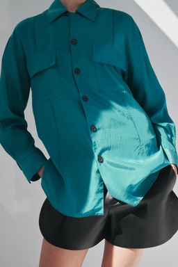 CAMISA FLUIDA BOLSILLOS ZW COLLECTION / Petr?leo - Zara фото 4