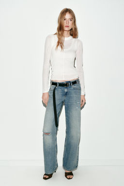JEANS Z1975 STRAIGHT LOW-RISE RIPPED - Zara фото 12