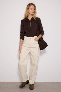 TRENDYOLMILLA Koyu Mavi More Sustainable Y?kama Efektli Bol Kesim Yuksek Bel Carpenter Skater Jeans TWOAW24JE00308 фото 15