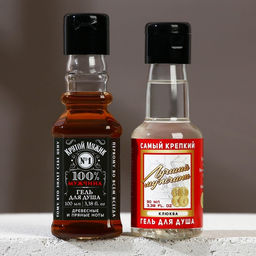 Подарочный набор косметики Крутой мужик, гель для душа во флаконе виски 100 мл и гель для душа во флаконе водки 90 мл, HARD LINE - Чистое счастье фото 3