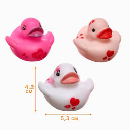 Резиновые игрушки для ванны Крошка Я «Уточки сердечки», в наборе 3 шт., МИКС
